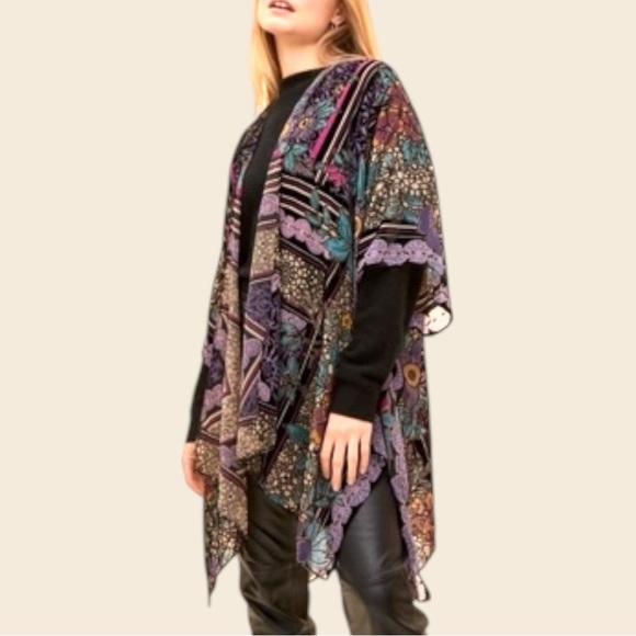 By Anthropologie Women’s One Size Sheer Burnout Kimono Bohemian Whimsigoth - Picture 2 of 16